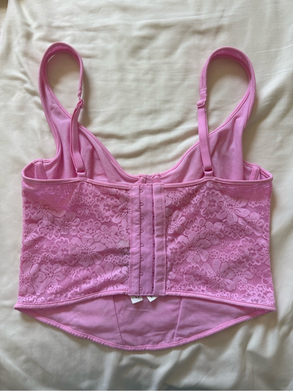 PINK Victorias Secret | Lace Corset Tank Top in Pink Lollipop | S - Picture 3 of 4